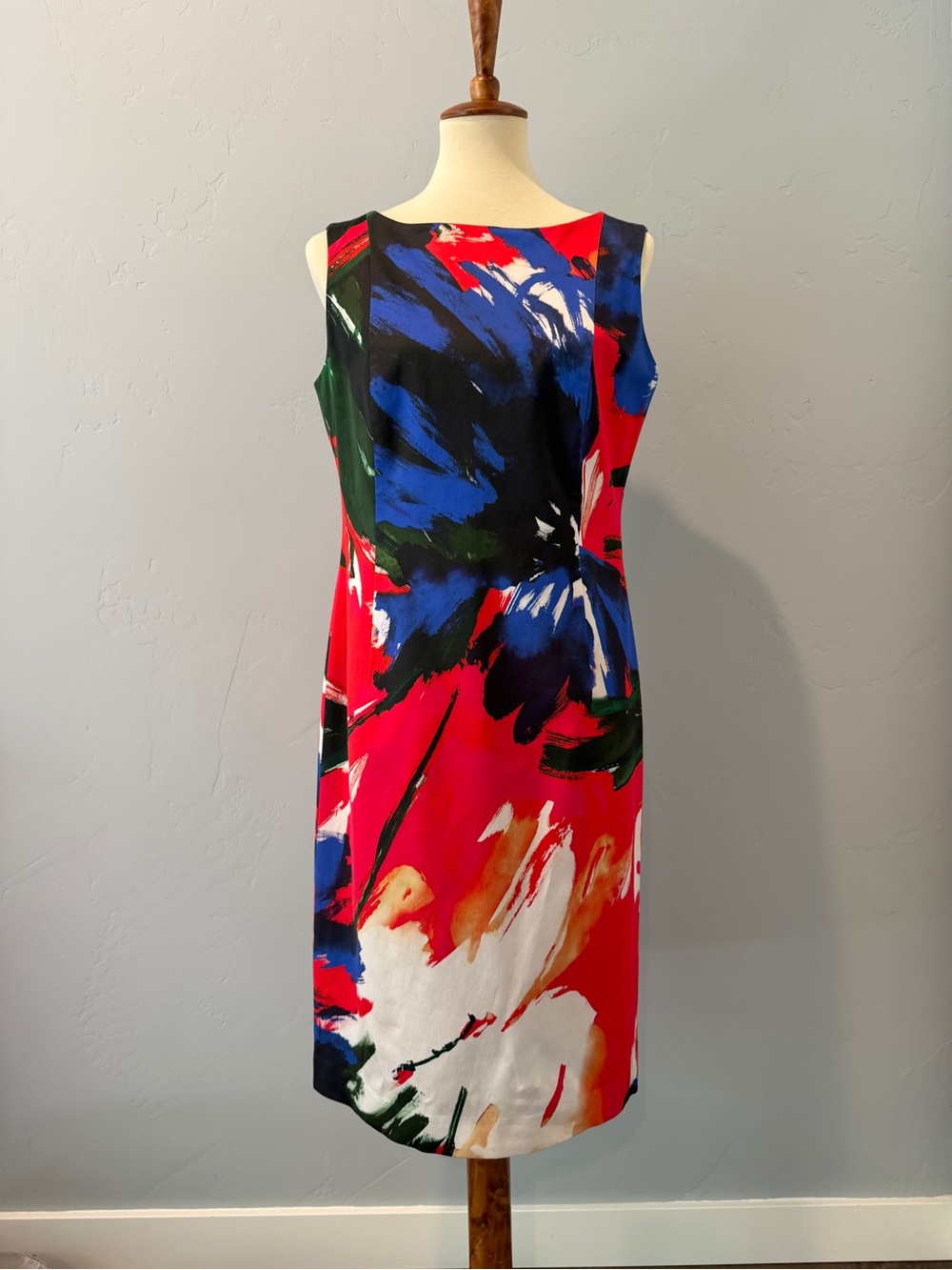 Lafayette 148 New York Abstract Expressionist Floral Sheath Dress - Size 8